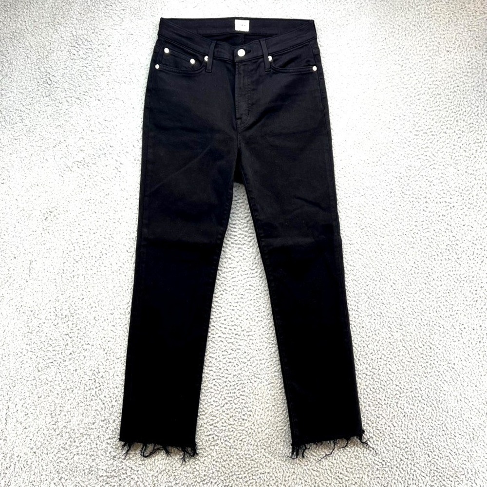 Edwin Straight Leg Jeans Womens 26 2 Black Mid Rise Cropped Raw Ankle Rocker